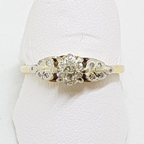 18ct Yellow Gold & Platinum Ornate Diamond Ring