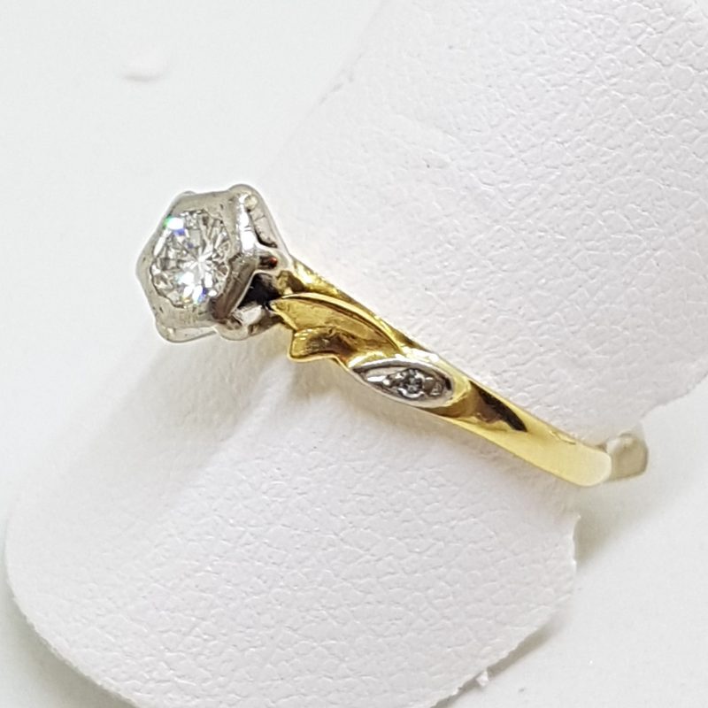 18ct Yellow Gold & Platinum High Set Diamond Engagement Ring