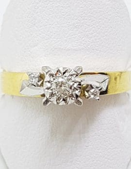 18ct Yellow Gold Ornate High Set Diamond Engagement Ring