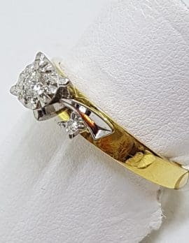18ct Yellow Gold Ornate High Set Diamond Engagement Ring