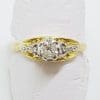18ct Yellow Gold & Platinum Ornate Filigree Diamond Engagement Ring