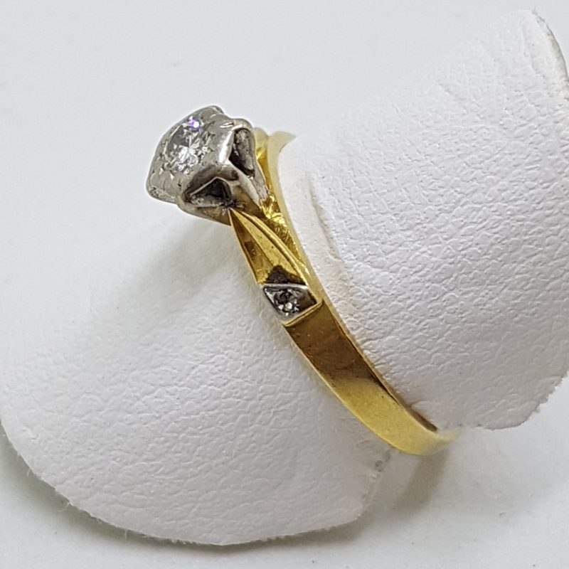 18ct Yellow Gold & Platinum High Set Diamond Engagement Ring