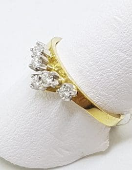18ct Yellow Gold Claw Set 5 Diamond Curved V Shape Eternity/Wedding Ring