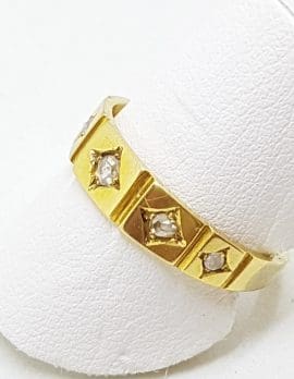 18ct Yellow Gold Rose Cut Diamond Bridge Set Ring