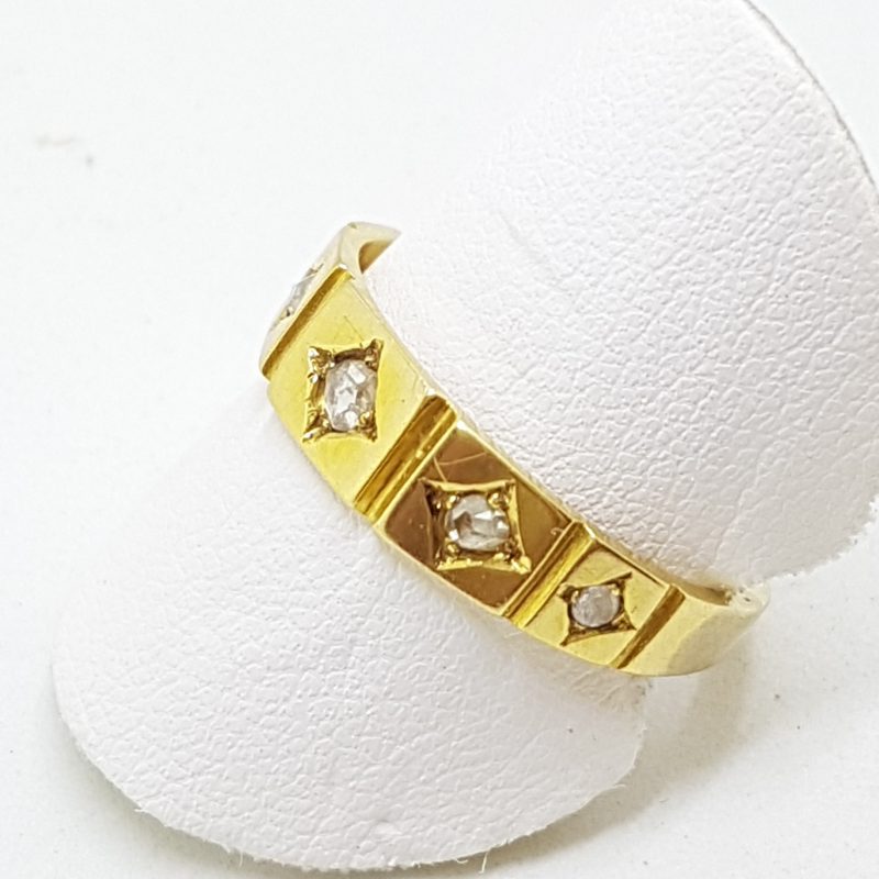 18ct Yellow Gold Rose Cut Diamond Bridge Set Ring