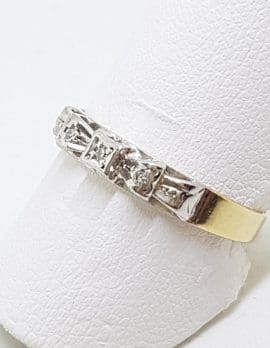 18ct Yellow Gold & Platinum Diamond Bow Design Eternity/Wedding Band Ring