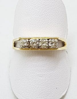 18ct Yellow Gold Claw Set 4 Diamond Ring