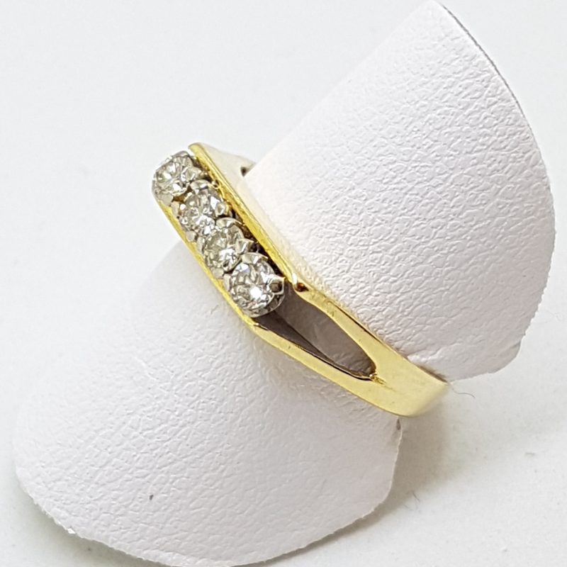 18ct Yellow Gold Claw Set 4 Diamond Ring