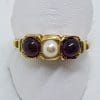 18ct Yellow Gold Cabochon Garnet and Pearl Ring