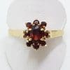 9ct Yellow Gold Oval Cluster Garnet Ring