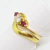 18ct Yellow Gold Natural Ruby & Diamond Engagement and Wedding Ring