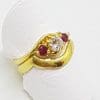 18ct Yellow Gold Natural Ruby & Diamond Engagement and Wedding Ring