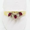 9ct Yellow Gold Natural Ruby & Diamond Curved Eternity/Wedding Ring