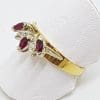 9ct Yellow Gold Natural Ruby & Diamond Curved Eternity/Wedding Ring