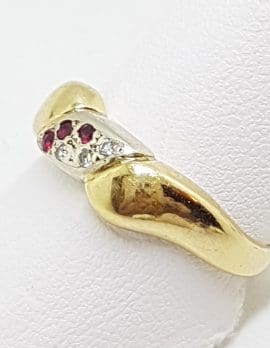 9ct Yellow Gold Natural Ruby & Diamond Ring