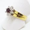 18ct Yellow Gold Natural Ruby & Diamond Daisy/Flower Cluster Ring