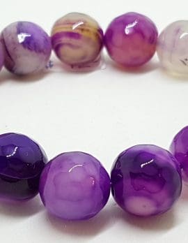 Purple Agate Elastic Bead Bracelet