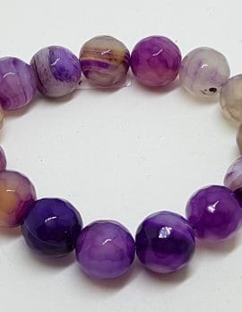 Purple Agate Elastic Bead Bracelet