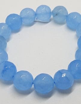 Blue Agate Elastic Bead Bracelet