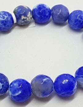 Blue Agate Elastic Bead Bracelet
