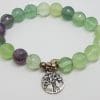 Sterling Silver Fluorite Bead Bracelet with Tree of Life Charm