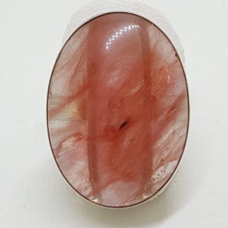 Sterling Silver Large Oval Strawberry Quartz Ring