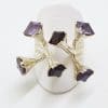Sterling Silver Large Unusual Spikey Amethyst and Garnet Cluster Ring