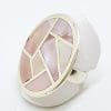 Sterling Silver Pink Mother of Pearl Large Oval Patterned Ring