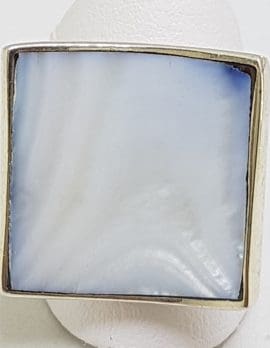 Sterling Silver Square Blue Mother of Pearl Ring
