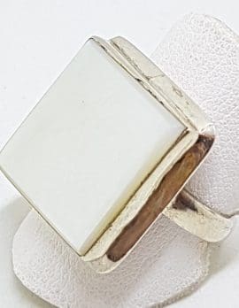 Sterling Silver Square White Mother of Pearl Ring