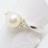 Sterling Silver Pearl & Cubic Zirconia Ring