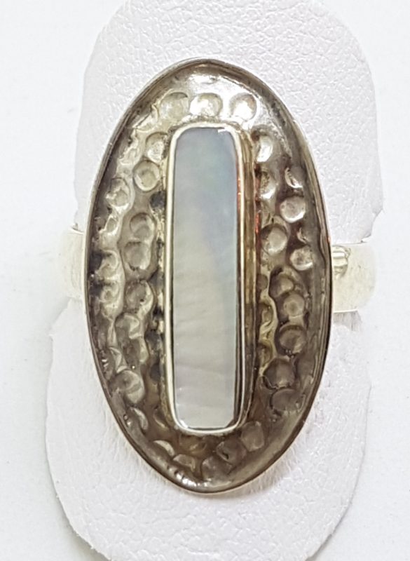 Sterling Silver Oval Mother of Pearl Ring