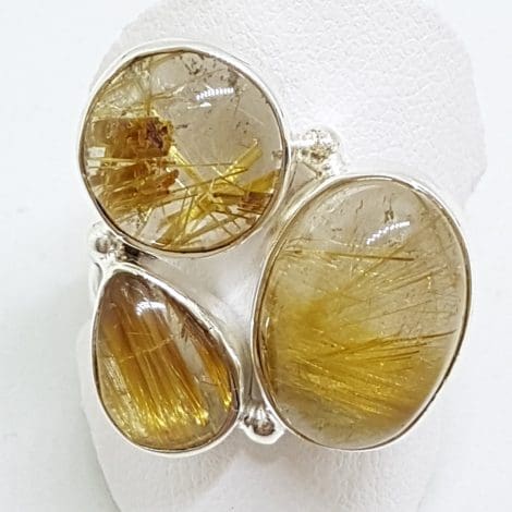 Sterling Silver Rutilated Quartz Chunky Cluster Ring