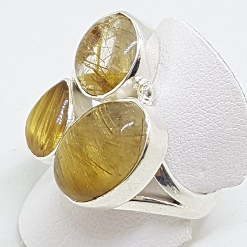 Sterling Silver Rutilated Quartz Chunky Cluster Ring