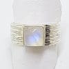 Sterling Silver Square Cabochon Moonstone Band Ring