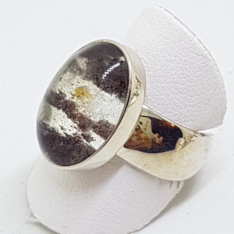 20200608_204427 Sterling Silver Oval Phantom Quartz on Wide Band Ring