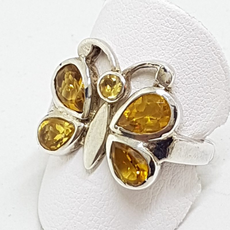 Sterling Silver Citrine Butterfly Ring
