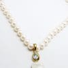 9ct Yellow Gold Long Handmade Topaz & Baroque Pearl Enhancer Pendant on Pearl Chain