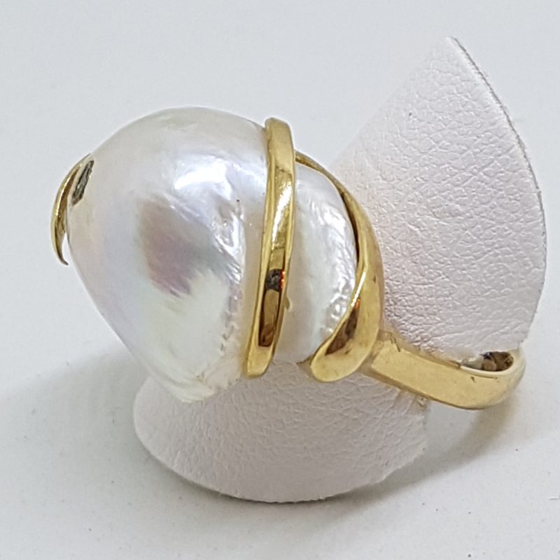 20200609_111823 14ct Yellow Gold Large Baroque Pearl with Emerald Ring – Handmade