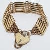 9ct Rose Gold Gatelink Wide Bracelet with Heart Padlock