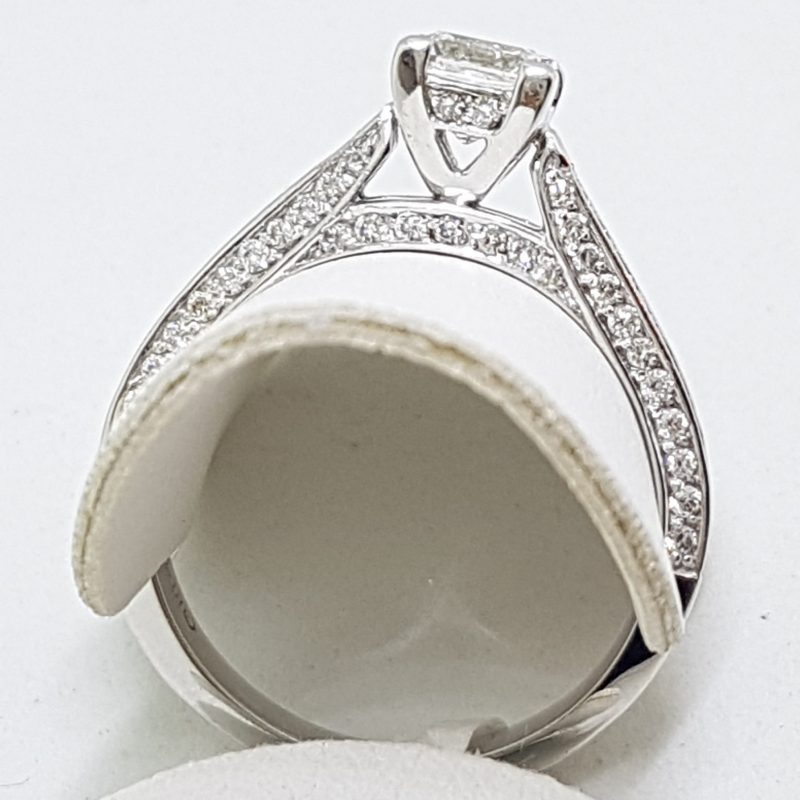 20200609_112804 Stunning 18ct White Gold Princess Cut Diamond Engagement Ring - Square set High with Diamonds along shoulder