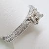 Stunning 18ct White Gold Princess Cut Diamond Engagement Ring - Square set High with Diamonds along shoulder