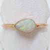 9ct Rose Gold Teardrop Shape White Opal Ring
