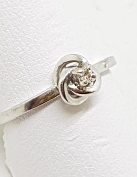 9ct White Gold Diamond Dainty Knot Ring