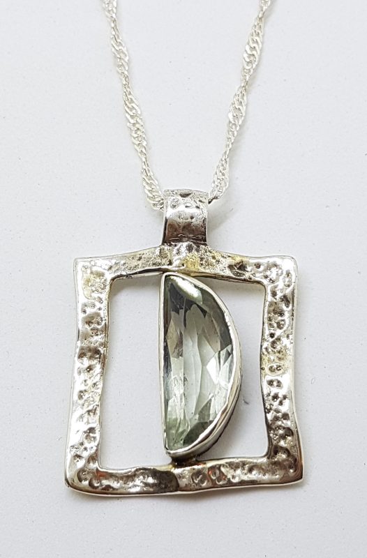 Sterling Silver Green Amethyst / Prasiolite Pendant on chain