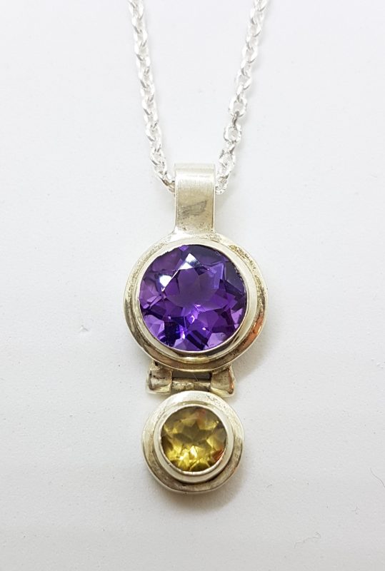 20200609_190827 Sterling Silver Citrine and Amethyst Pendant on Chain
