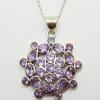 Sterling Silver Amethyst Large Cluster Pendant on Chain