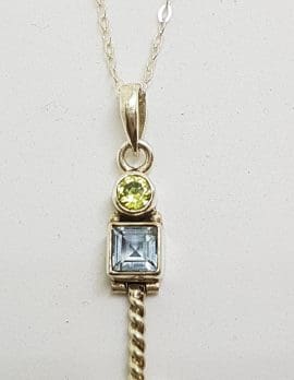 Sterling Silver Amethyst, Topaz and Peridot Pendant on Chain