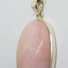 Sterling Silver Large Oval Pink Opal Pendant on Silver Chain