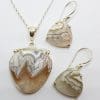 Sterling Silver Crazy Lace Agate Pendant on Silver Chain with Earrings - Set
